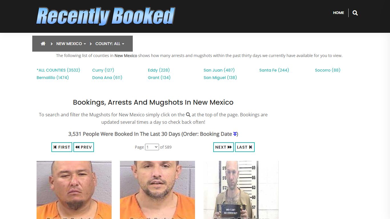 Bookings, Arrests and Mugshots in Santa Fe County, New Mexico