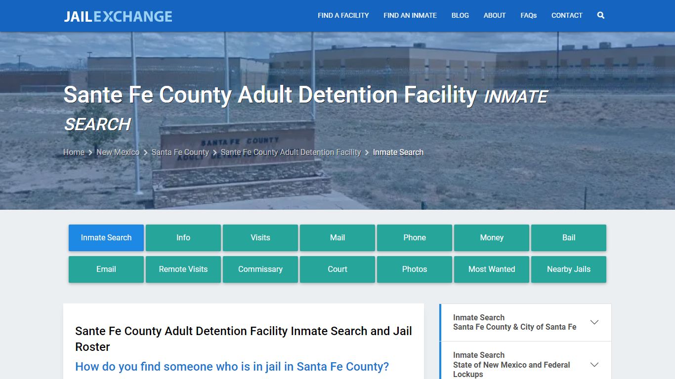 Sante Fe County Adult Detention Facility Inmate Search - Jail Exchange